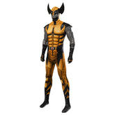 Golden Wolf Zentai Cosplay Costume – Futuristic Hero Halloween Roleplay Suit with Claw Accessories - Coscosmos